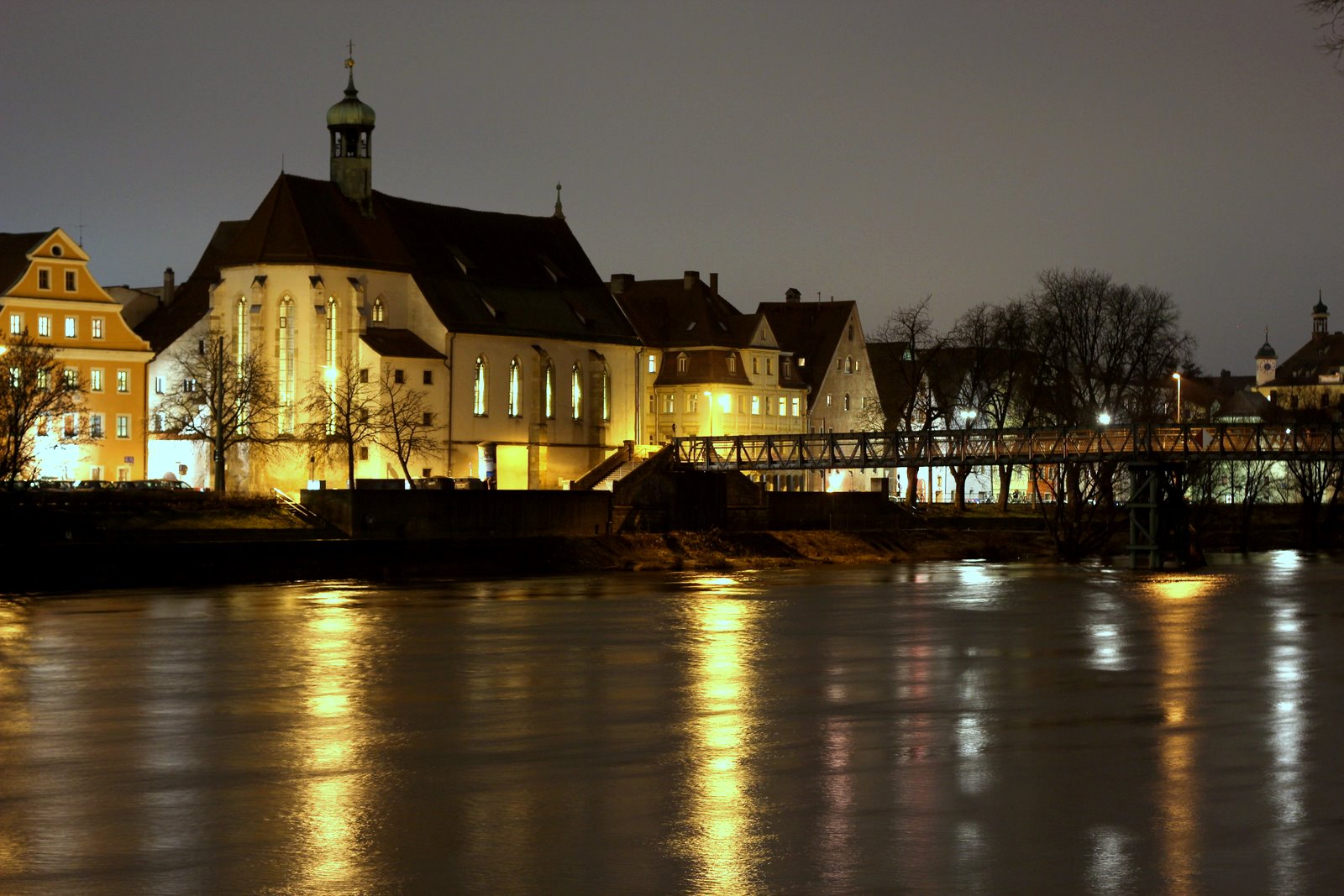 St. Oswald and iron pedestrian bridge